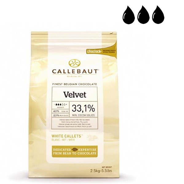 Шоколад белый 33,1% 3 капли Вельвет  Velvet Barry Callebaut, таблетки 2,5 кг - фото 5035