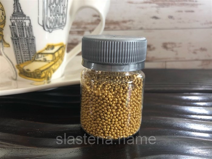 Посыпка сахарная  Шарики золотые (2 мм)  40 г - фото 6405