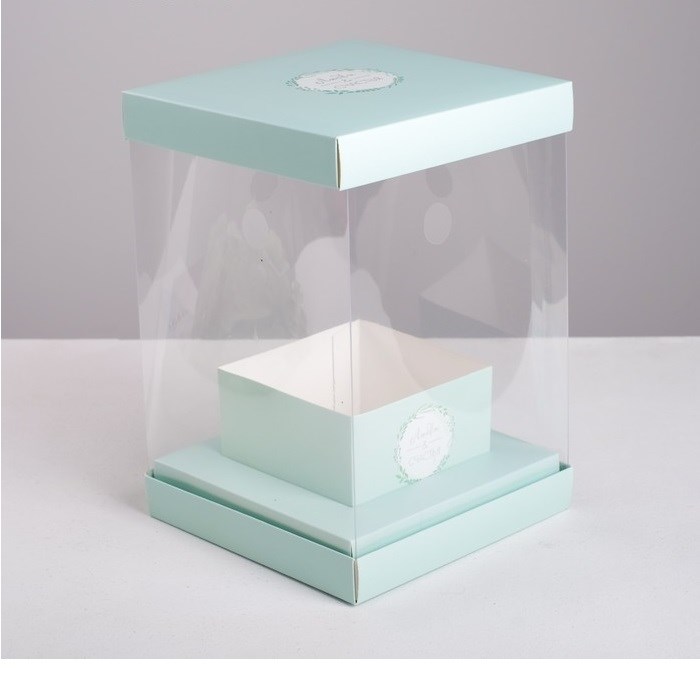 Коробка  со  стаканом   прозрачная  мятная «Любви и Счастья», 16 х 23 х 16 см - фото 8116