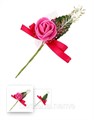 Декор для творчества "Розовая роза с розовой лентой", бутон d=2 см - фото 6280