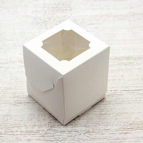 Коробка упаковка на один капкейк  маффин  10 х 10 х 10 см - фото 10012