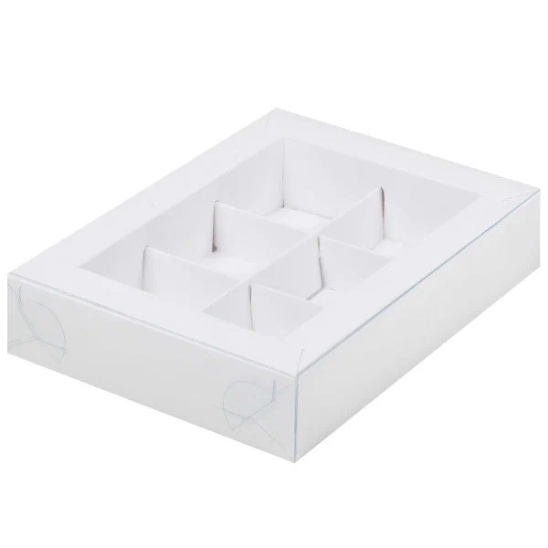 Коробка на 6 конфет белая с окном - фото 10230