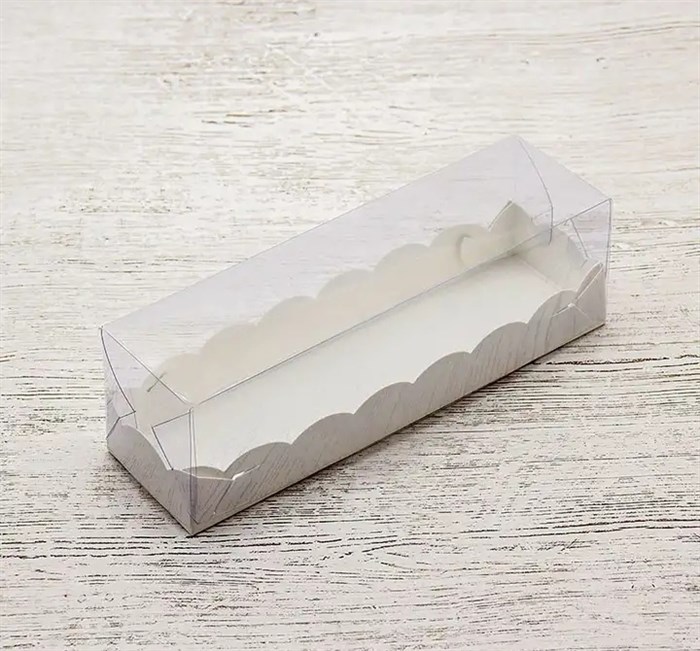 Коробка для макарон с прозрачной крышкой 19х5,5х5,5 см 6 штук белая - фото 10235