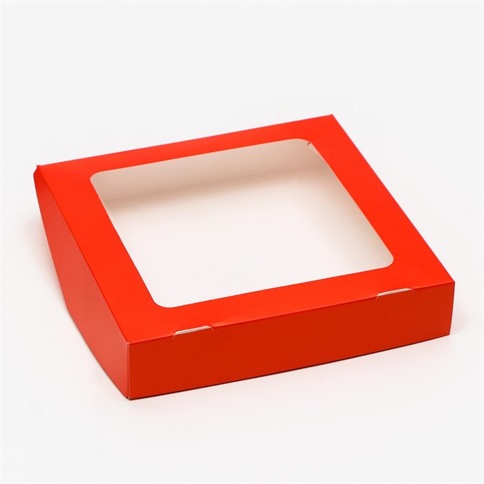 Коробка красная 20 х 20 х 4 см - фото 10353