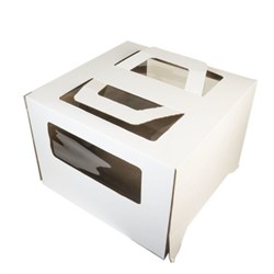 Упаковка  25 штук Коробка с окном и ручкой  для торта 28*28*20 см - фото 10639