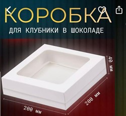 Коробка для клубники в шоколаде, для пирожных   200х200х40  белая - фото 10646