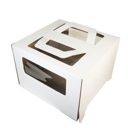 Упаковка  25 штук Коробка с окном и ручкой  для торта 22*22*20 см - фото 10650