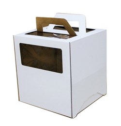 Упаковка  25 штук Коробка с окном и ручкой  для торта 24*24*26 см - фото 10651