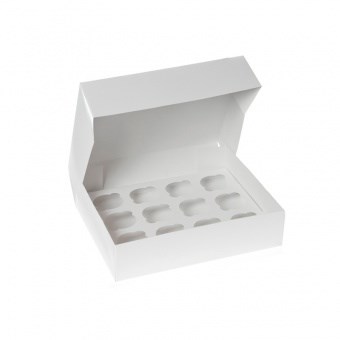 Коробка для капкейков Белая 12 ячеек без окна - фото 4537