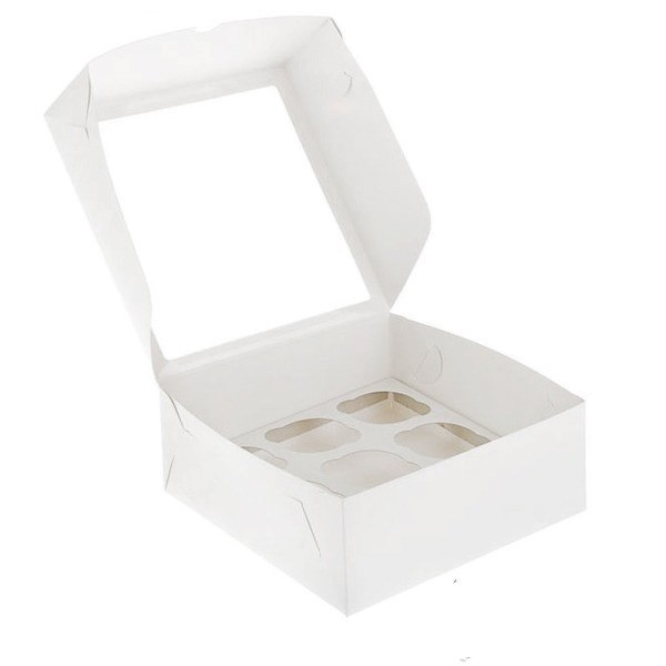 Коробка для капкейков Белая 9 ячеек с окном - фото 4542