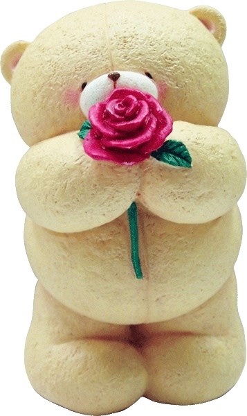 Мишка Пухлик с розой  из шоколадной глазури 8х6 см - фото 4689