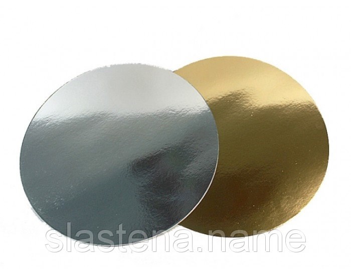 Подложка под торт золото/серебро  22 см 0.8 мм - фото 5820