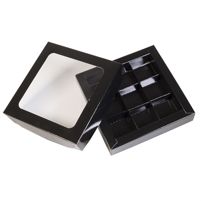 Коробка на 9 конфет черная - фото 7675