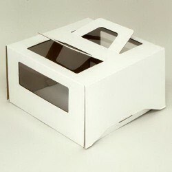 Коробка для торта 22х22х15 ручка окно - фото 8063