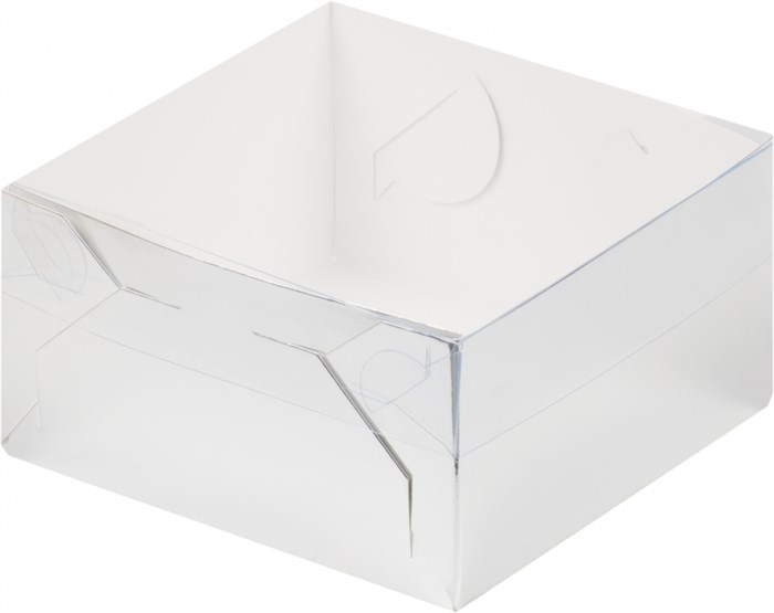 Коробка для зефира, тортов и пирожных с пластиковой крышкой белая 15х15х7 - фото 8080