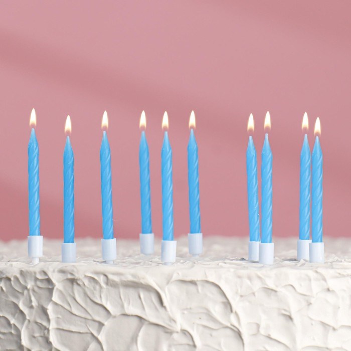 Свечи для торта "Неон", 10 шт, синие, 7 см - фото 8694