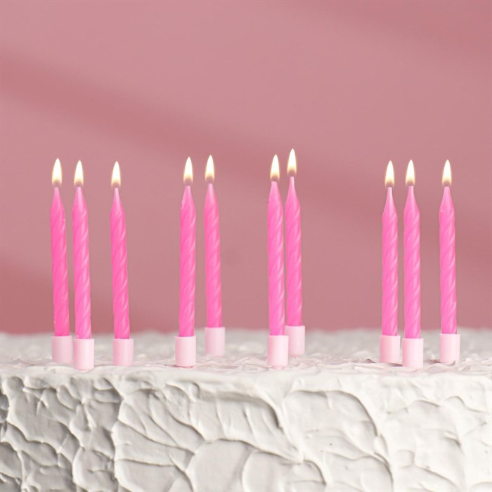 Свечи для торта "Неон", 10 шт, розовые, 7 см - фото 8695