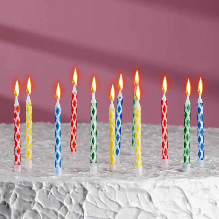 Свечи для торта с подставками, набор 12 шт, 6 × 0.5 см - фото 8703