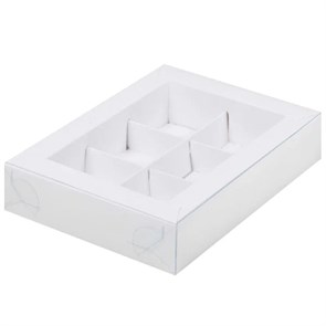 Коробка на 6 конфет белая с окном