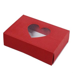 Коробка для конфет с окном сердечко 15*10*4 см (красная)