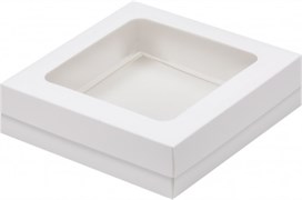 Коробка для клубники в шоколаде с окном Белая 150х150х40мм