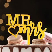 Топпер "Mr&Mrs" с сердцем, золото