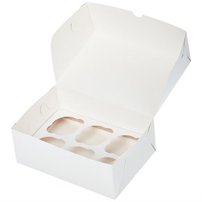 Коробка для 6-ти капкейков Белая 250*170*100 мм