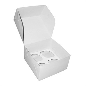 Коробка для 4  капкейков Белая 16 х 16 х 10 см