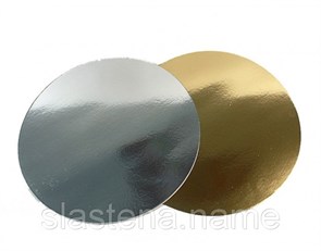 Подложка под торт золото/серебро  22 см 0.8 мм