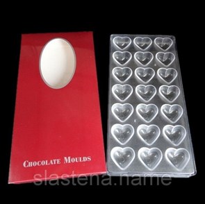 Поликарбонатная форма для конфет сердечки  2094