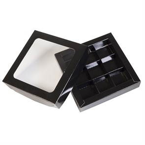 Коробка на 9 конфет черная