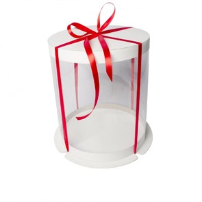 Упаковка  коробка 25х29 см для торта цилиндр тубус  прозрачная/белая