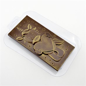 Пластиковая форма для шоколада плитка "Единорог с сердцем"