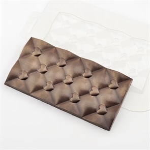 Пластиковая форма для плитки шоколада "Сердечки №3"