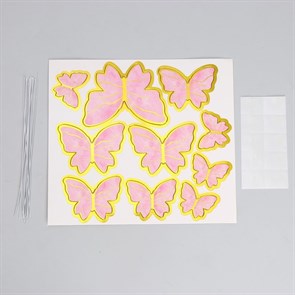 Набор для украшения торта «Бабочки» 10 шт., цвет розовый