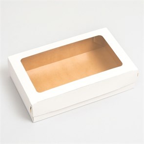 Упаковка для продуктов с окном, белая, 23 х 14 х 6 см, 1,9 л
