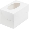Коробка для капкейков на 2 шт с окном (белая) 160х100х100 мм - фото 10016