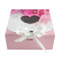 Коробка для 9 конфет "Цветок бордовый" с лентой, 11*11*5 см - фото 10385