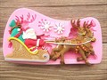Молд силиконовый «Упряжка»  Дед мороз в  санях с оленями 13×7.5 см - фото 8345