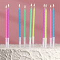 Свечи для торта "Неон", 10 шт, разноцветные, 14 см - фото 8697