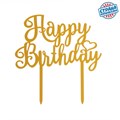 Топпер для торта "Happy Birthday", золото - фото 9024