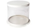Упаковка  коробка 20х22 см для торта цилиндр тубус  прозрачная/белая - фото 9306