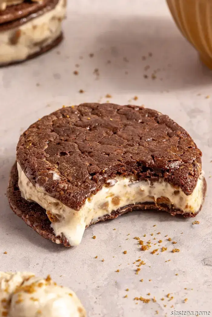 Brownie Ice Cream Sandwiches with Cookie Butter