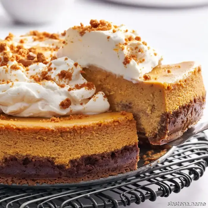 Pumpkin Cheesecake on a Biscoff Cookie Crust