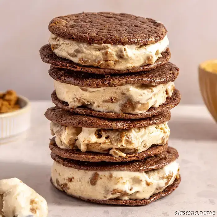Brownie Ice Cream Sandwiches with Cookie Butter