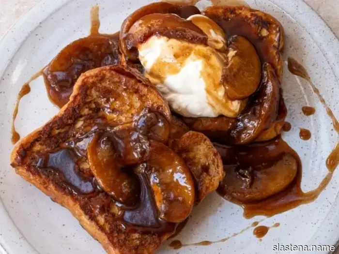 Edd Kimber’s French Toast topped with Brown Sugar Bourbon Peaches - Bake from Scratch