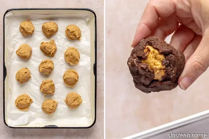 Шоколадное печенье с начинкой из арахисовой пасты