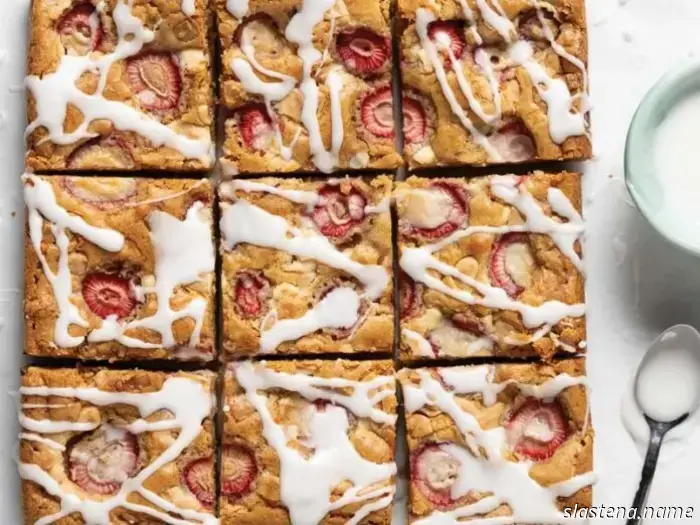 Strawberry-White Chocolate Blondies - A Recipe from Scratch