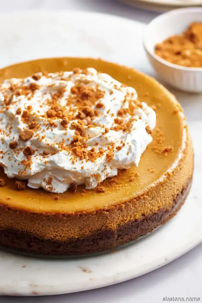 Pumpkin Cheesecake on a Biscoff Cookie Crust