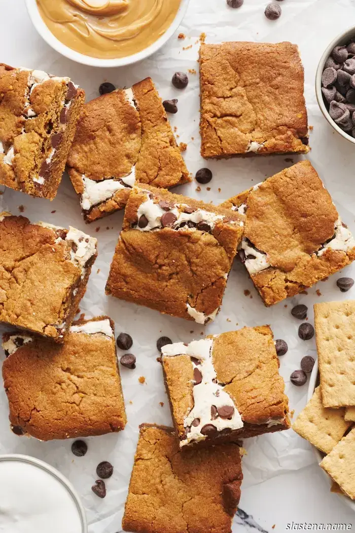 Blondies de Mantequilla de Maní S'mores